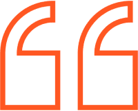 Orange quotation marks on a black background.